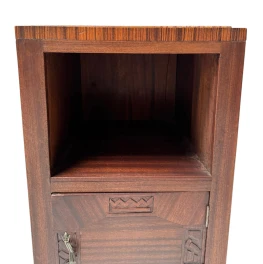 Two Art Deco Nightstands or Bedside Tables with Multi-Colored Marble Tops, 1930s